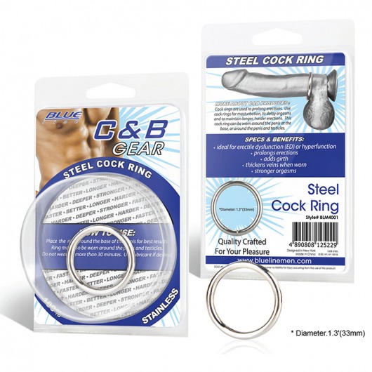 Стальное эрекционное кольцо STEEL COCK RING - 3.5 см. - BlueLine - в Орле купить с доставкой