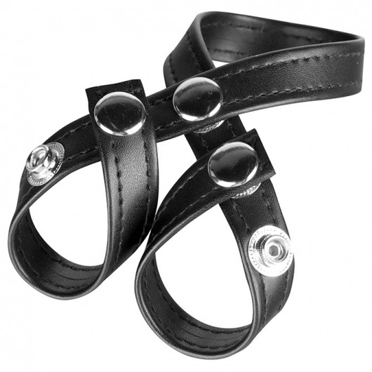 Разделитель мошонки из искусственной кожи на клепках 8 STYLE BALL DIVIDER - BlueLine - купить с доставкой в Орле