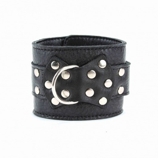 Чёрные кожаные оковы с клепками - БДСМ Арсенал - купить с доставкой в Орле
