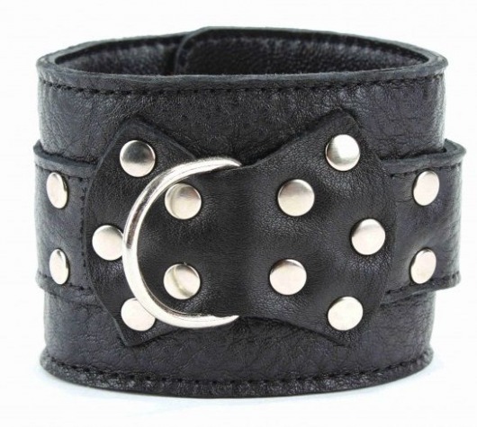 Чёрные наручники  из кожи с пряжкой - БДСМ Арсенал - купить с доставкой в Орле