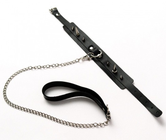 Черный ошейник с шипами и поводком - Crazy Handmade - купить с доставкой в Орле
