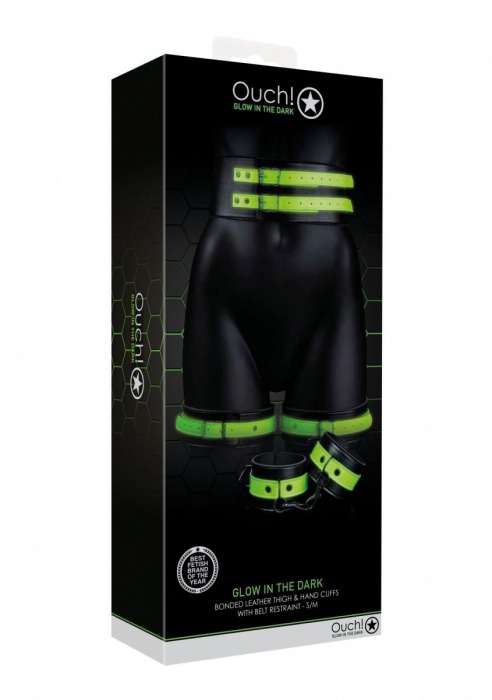 Набор для бондажа Thigh Cuffs with Belt and Handcuffs - размер S-M - Shots Media BV - купить с доставкой в Орле