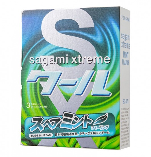 Презервативы Sagami Xtreme Mint с ароматом мяты - 3 шт. - Sagami - купить с доставкой в Орле