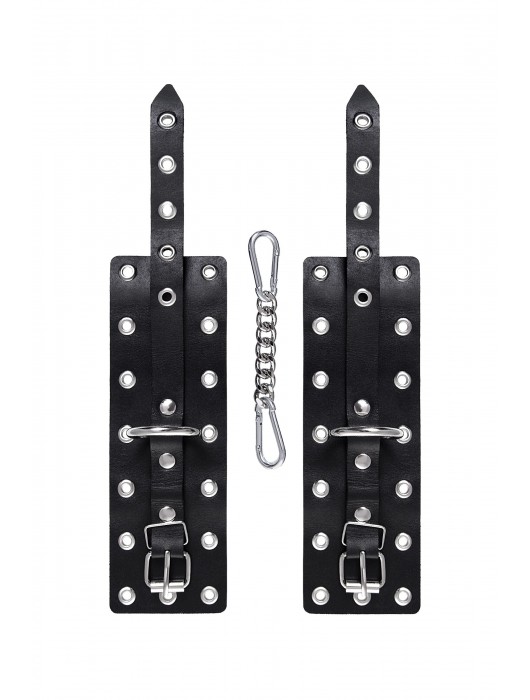 Черные кожаные однослойные наручники с люверсами - Pecado - купить с доставкой в Орле