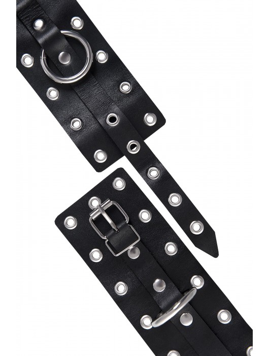 Черные кожаные однослойные наручники с люверсами - Pecado - купить с доставкой в Орле