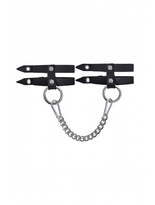Черные однослойные кожаные оковы из двух ремешков - Pecado - купить с доставкой в Орле