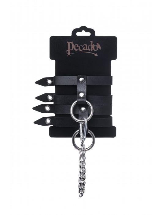 Черные однослойные кожаные оковы из двух ремешков - Pecado - купить с доставкой в Орле