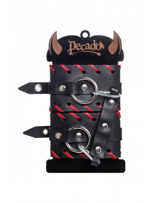 Черно-красные оковы из натуральной кожи - Pecado - купить с доставкой в Орле
