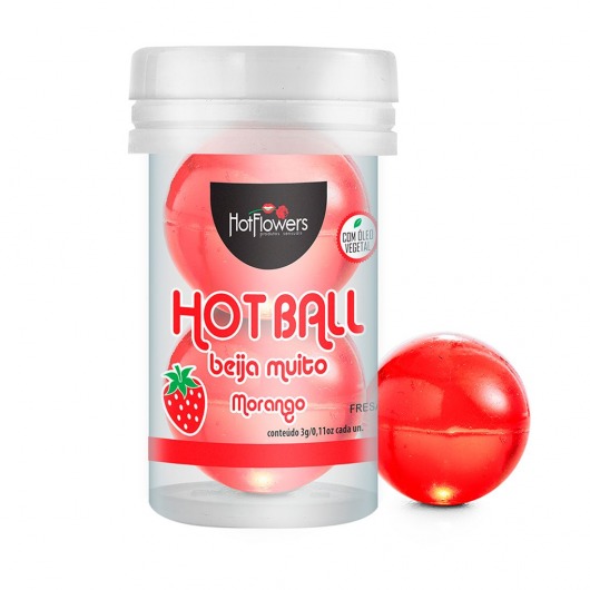 Лубрикант на масляной основе Hot Ball Beija Muito с ароматом клубники (2 шарика по 3 гр.) - HotFlowers - купить с доставкой в Орле