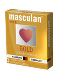 Презервативы Masculan Ultra Gold с золотым напылением и ароматом ванили - 3 шт. - Masculan - купить с доставкой в Орле