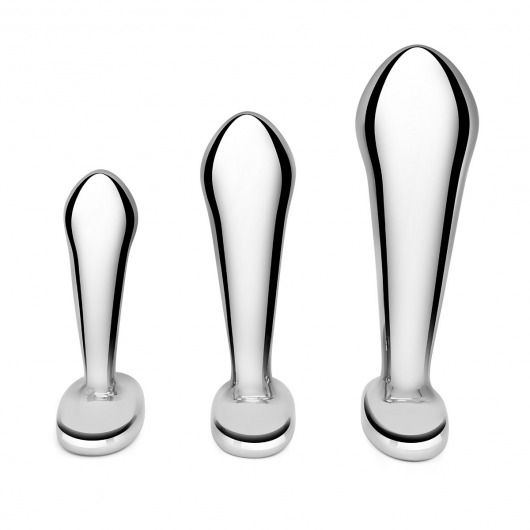 Набор из 3 стальных стимуляторов простаты Stainless Steel P-spot Training Set - b-Vibe - в Орле купить с доставкой