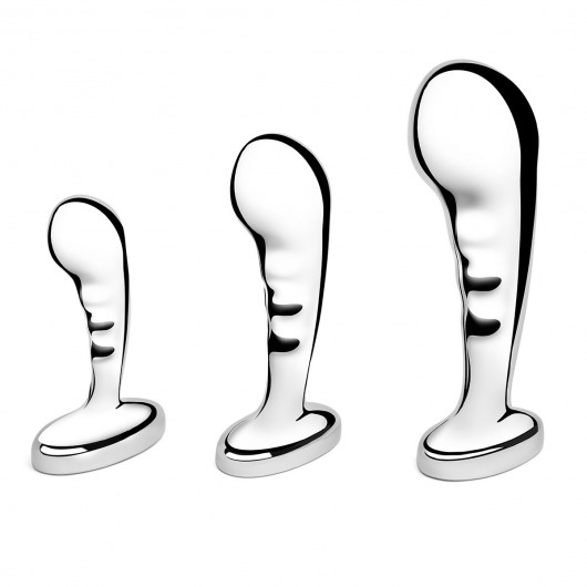 Набор из 3 стальных стимуляторов простаты Stainless Steel P-spot Training Set - b-Vibe - в Орле купить с доставкой