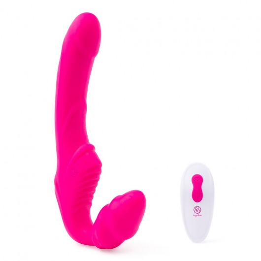 Розовый безремневой страпон на радиоуправлении Strapless Together - 22 см. - Together Toy - купить с доставкой в Орле