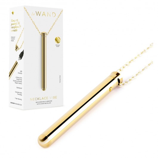 Золотистый вибромассажер-кулон Necklace Vibe - Le Wand