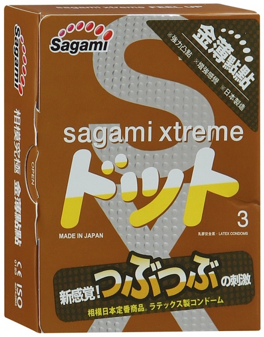 Презервативы Sagami Xtreme FEEL UP с точечной текстурой и линиями прилегания - 3 шт. - Sagami - купить с доставкой в Орле