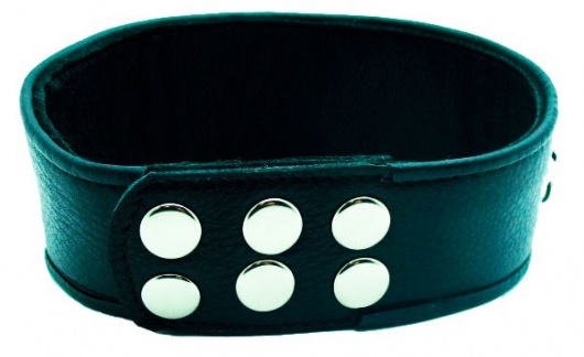 Чёрный кожаный ошейник с полукольцами и клёпками - БДСМ Арсенал - купить с доставкой в Орле