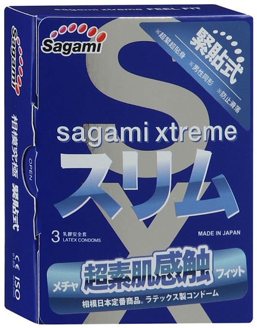 Розовые презервативы Sagami Xtreme FEEL FIT 3D - 3 шт. - Sagami - купить с доставкой в Орле