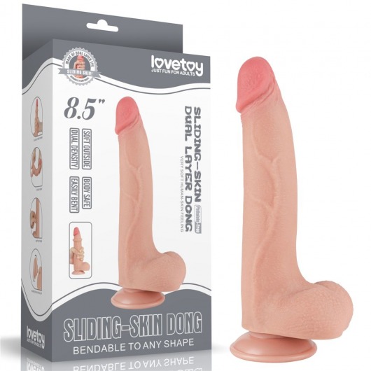 Телесный фаллоимитатор 8.5 Sliding Skin Dual Layer Dong - 20 см. - Lovetoy