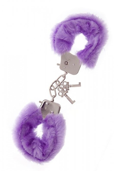 Фиолетовые меховые наручники METAL HANDCUFF WITH PLUSH LAVENDER - Dream Toys - купить с доставкой в Орле