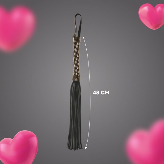 Черная плеть с заклепками на рукояти - 48 см. - Волшебная страна - купить с доставкой в Орле