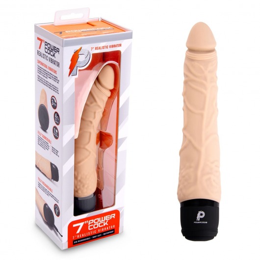 Телесный вибромассажер 7’’ Realistic Vibrator - 20 см. - PowerCocks