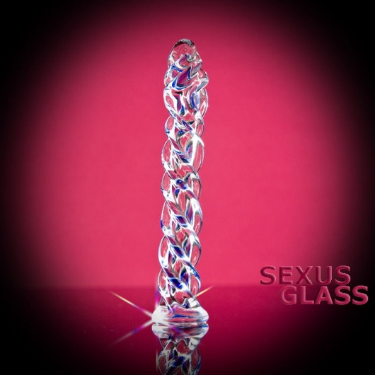 Прозрачный фаллос из стекла со спиралью - 18 см. - Sexus купить с доставкой в интернет-магазине Orgasmix в Орле Прозрачный фаллос из стекла со спиралью - 18 см. - Sexus