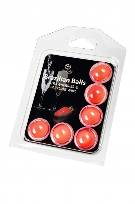 Набор из 6 шариков с массажным маслом Brazilian Balls с ароматом шампанского и клубники - Secret Play - купить с доставкой в Орле
