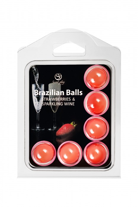 Набор из 6 шариков с массажным маслом Brazilian Balls с ароматом шампанского и клубники - Secret Play - купить с доставкой в Орле
