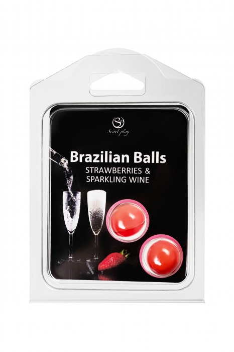 Набор из 2 шариков с массажным маслом Brazilian Balls с ароматом клубники и шампанского - Secret Play - купить с доставкой в Орле