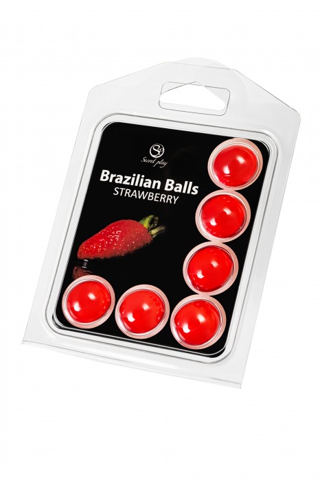 Набор из 6 шариков с массажным маслом Brazilian Balls с ароматом клубники - Secret Play - купить с доставкой в Орле