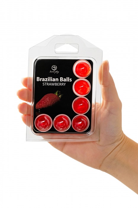 Набор из 6 шариков с массажным маслом Brazilian Balls с ароматом клубники - Secret Play - купить с доставкой в Орле