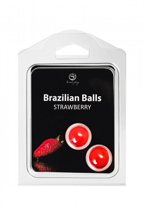 Набор из 2 шариков с массажным маслом Brazilian Balls с ароматом клубники - Secret Play - купить с доставкой в Орле