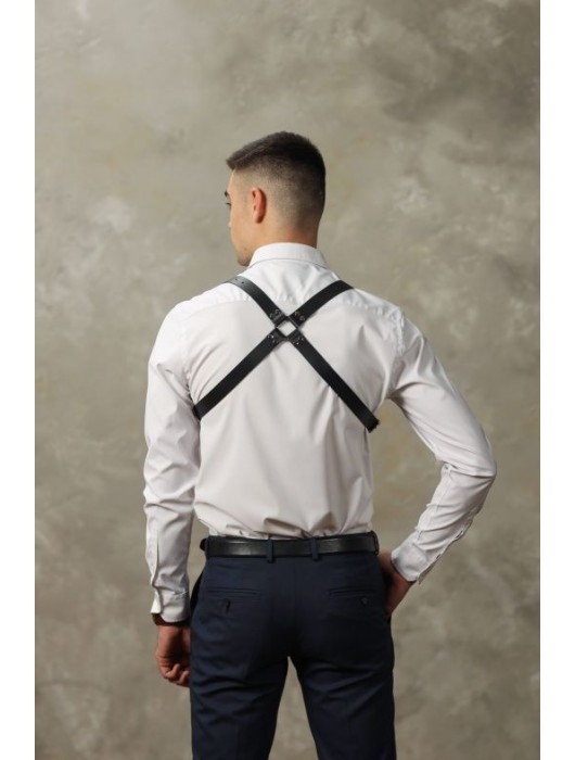 Черная мужская кожаная портупея №4 - БДСМ Арсенал - купить с доставкой в Орле