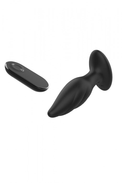 Черная анальная вибропробка Angelina Remote Rotating Plug - 14 см. - Dream Toys