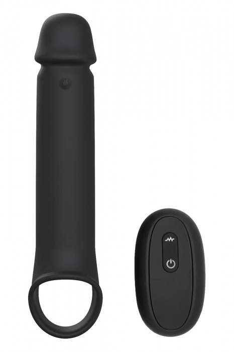 Черная насадка-удлинитель с вибрацией Vibrating Extender With Remote - Dream Toys - в Орле купить с доставкой