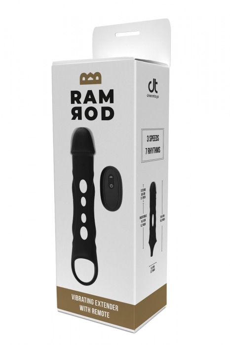Черная насадка-удлинитель Vibrating Extender With Remote с вибрацией - Dream Toys - в Орле купить с доставкой