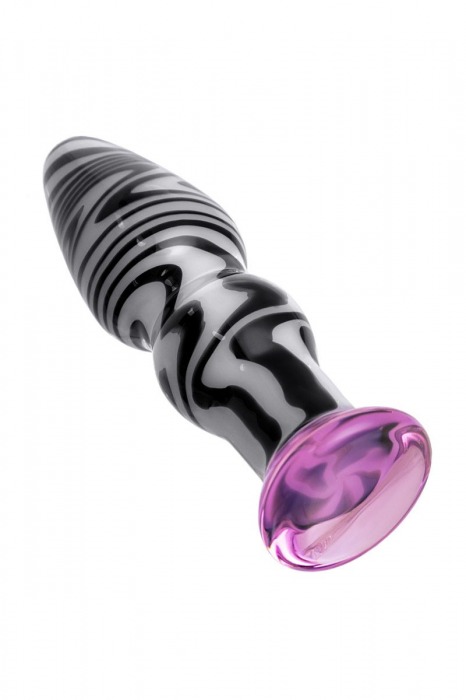 Белая анальная пробка из стекла с чёрными полосами - 11,6 см. - Sexus в Орле Белая анальная пробка из стекла с чёрными полосами - 11,6 см. - Sexus