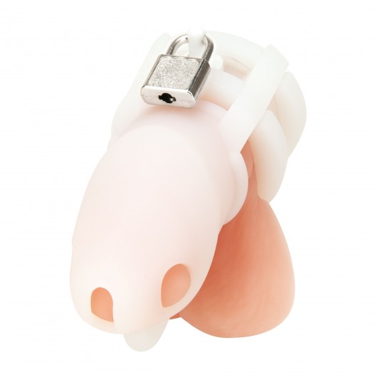 Белая клетка для пениса Silicone Small 2 in Cock Cage With Ball Divider - BlueLine - купить с доставкой в Орле