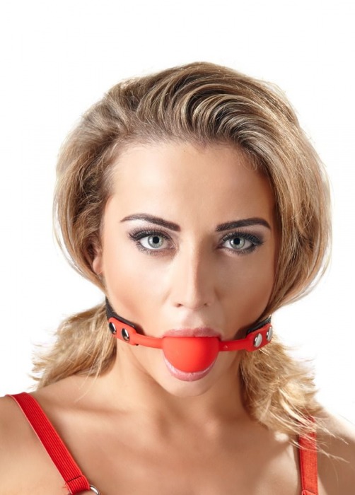 Силиконовый кляп-шар на чёрных ремешках Red Gag silicone - Orion - купить с доставкой в Орле