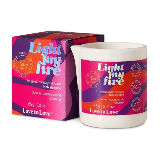 Массажная свеча Light My Fire Coconut с ароматом кокоса - 65 гр. - Love to Love - купить с доставкой в Орле