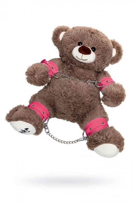 Бондажный набор: бурый мишка с розовыми оковами и наручниками - Pecado - купить с доставкой в Орле