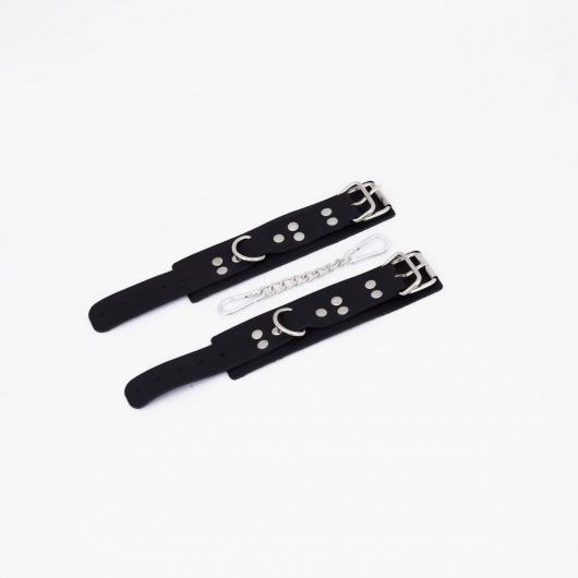 Черные кожаные наручники с регулируемыми ремешками - Crazy Handmade - купить с доставкой в Орле