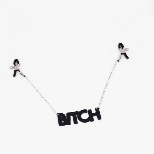 Зажимы на соски с кожаной подвеской Bitch - Crazy Handmade - купить с доставкой в Орле