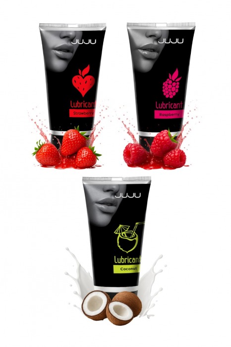 Набор из 3 съедобных лубрикантов JUJU (клубника, малина, кокос) - JuJu - купить с доставкой в Орле