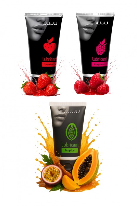 Набор из 3 съедобных лубрикантов JUJU (клубника, малина, тропические фрукты) - JuJu - купить с доставкой в Орле Набор из 3 съедобных лубрикантов JUJU (клубника, малина, тропические фрукты) - JuJu - купить с доставкой в Орле