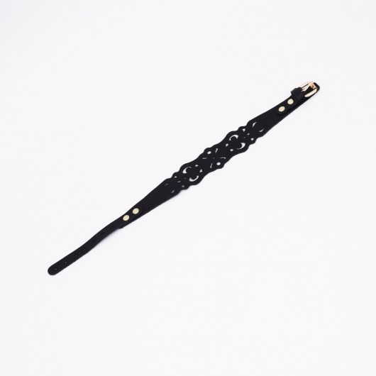 Черный ажурный чокер с золотистой фурнитурой - Crazy Handmade - купить с доставкой в Орле