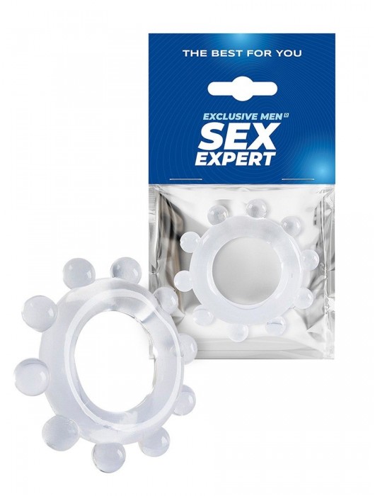 Прозрачное эрекционное кольцо со стимулирующими шариками - Sex Expert - в Орле купить с доставкой