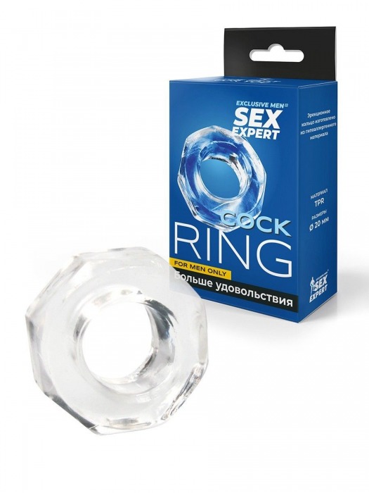 Прозрачное эрекционное кольцо в форме гайки - Sex Expert - в Орле купить с доставкой