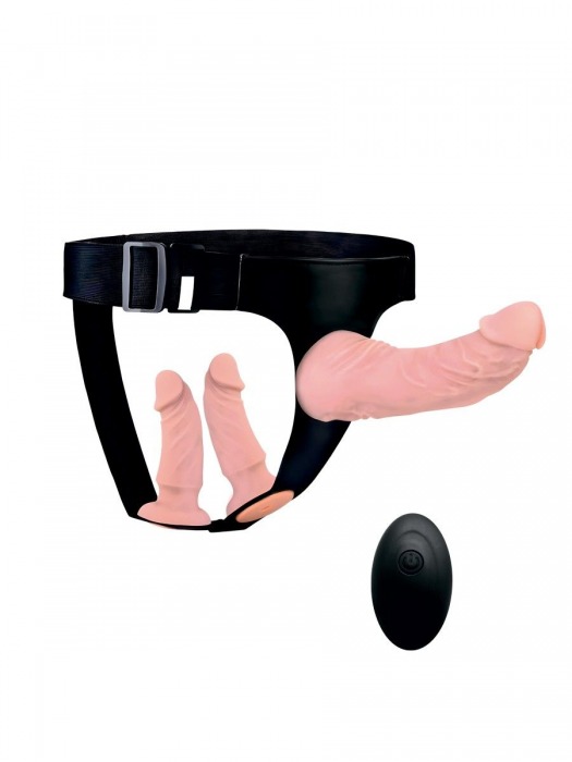 Женский страпон с 3 насадками и вибрацией - Erowoman-Eroman - купить с доставкой в Орле