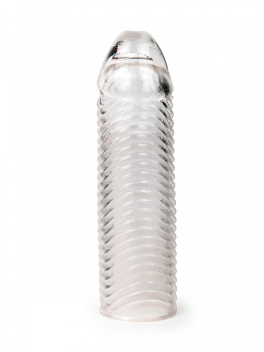 Прозрачная закрытая насадка на пенис с ребрышками - 16 см. - Sex Expert - в Орле купить с доставкой